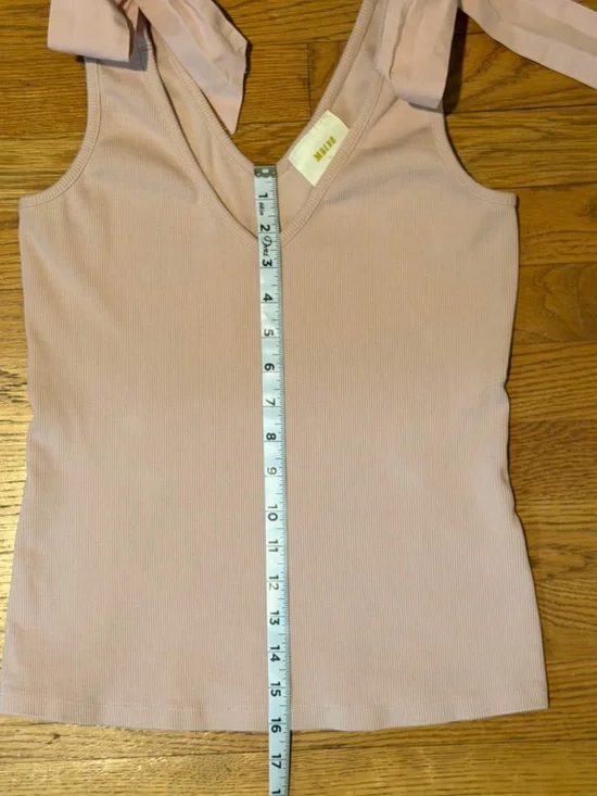 Maeve by Anthropologie Blush Pink Tie-Shoulder Ribbed Tank - Picture 9 of 10